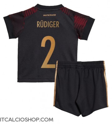 Germania Antonio Rudiger #2 Seconda Maglia Bambino Mondiali 2022 Manica Corta (+ Pantaloni corti)